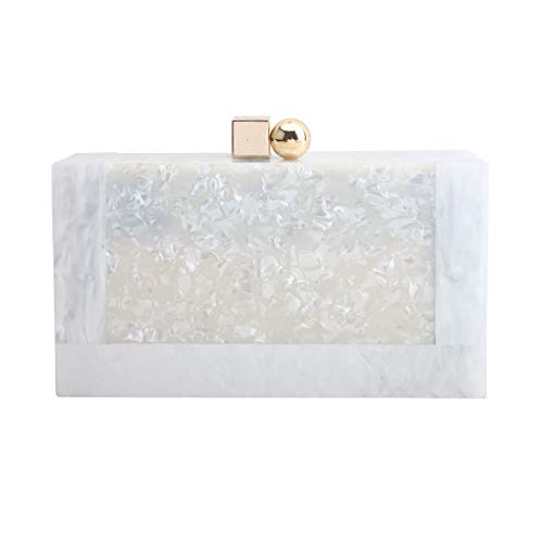 LETODE New acrylic contrast color stitching clutch for Women Wedding Party Clutch bag (5240-WHITE) - Image 1