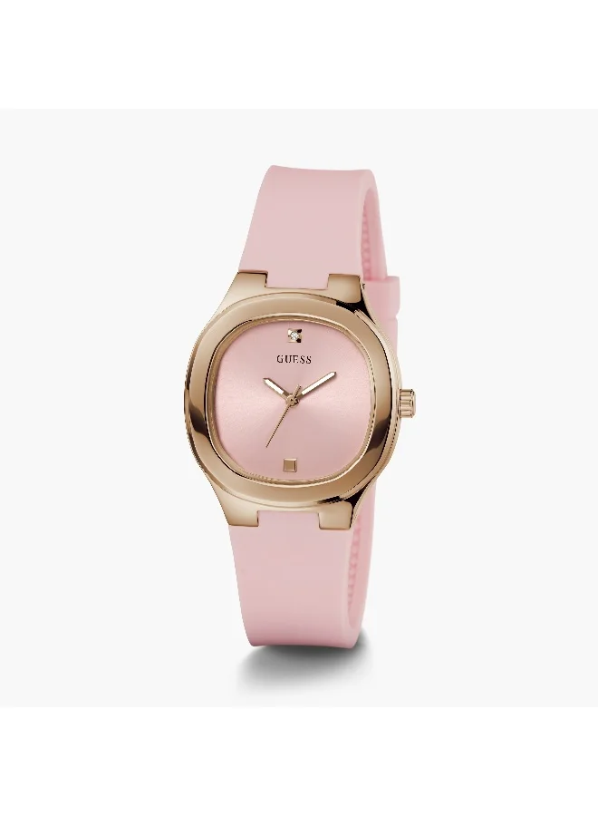 جس Pink Silicone Strap Watch for Women