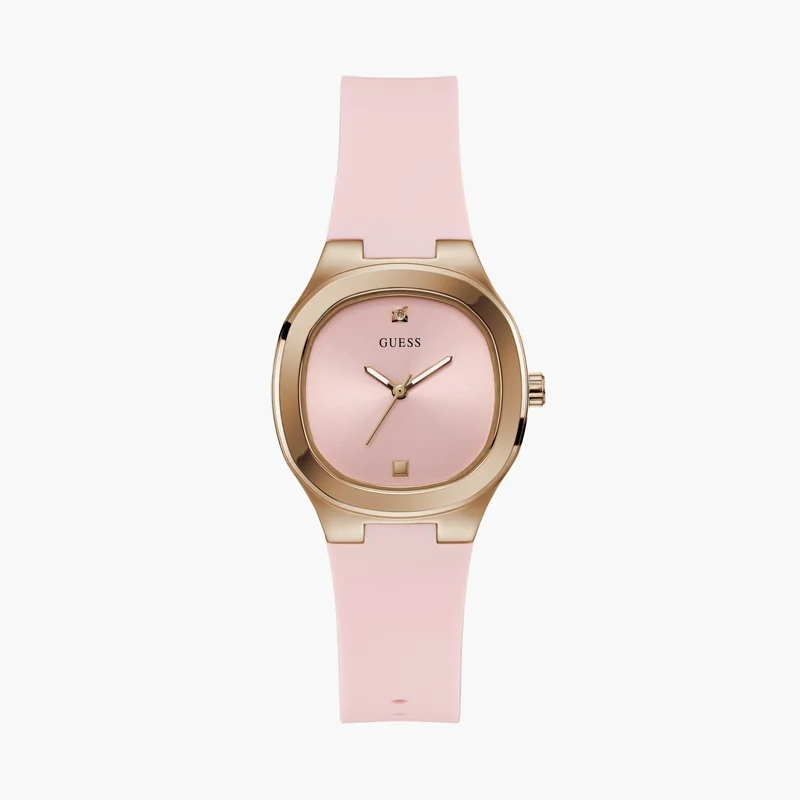 جس Pink Silicone Strap Watch for Women