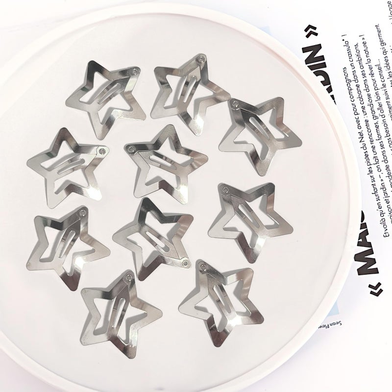 Cptots 30 Pcs Metal Star Hair Clips 2000s Y2K Snap Barrettes 1.25 In Non Slip Star Hair Accessories for Women,Silver - Image 3