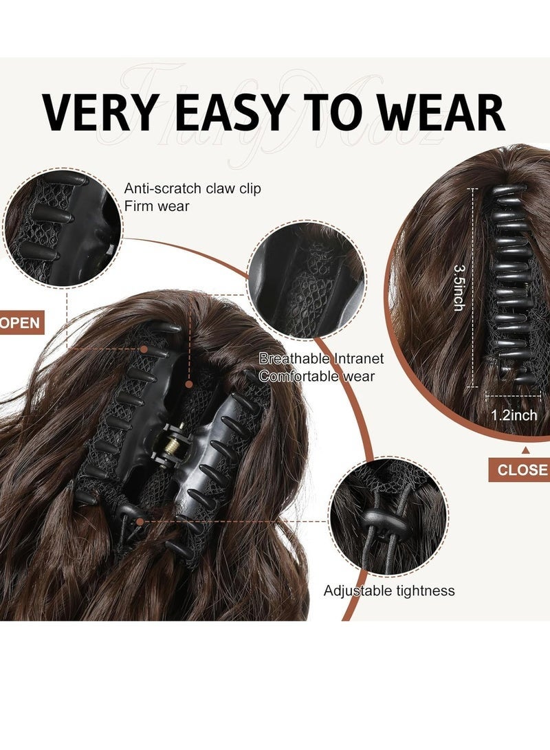 وصلات ذيل الحصان، مشبك مخلب مموج وصلات ذيل الحصان بطول الكتف، مشبك مخلب مموج مجعد وصلات شعر ذيل الحصان، ذيل حصان صناعي مزيف، قطع شعر - Image 3