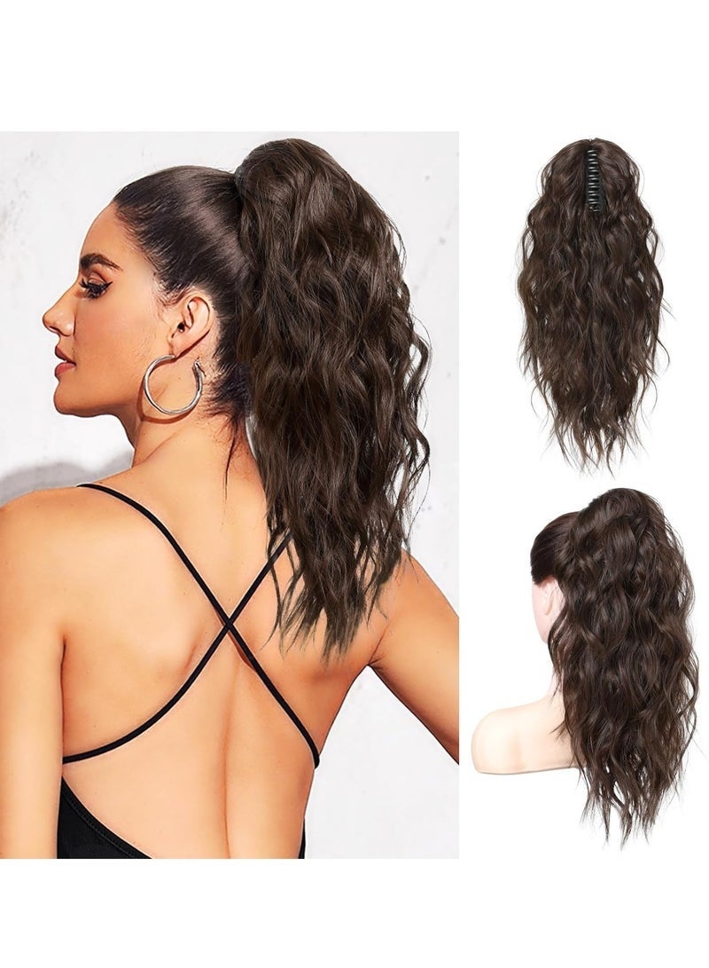 وصلات ذيل الحصان، مشبك مخلب مموج وصلات ذيل الحصان بطول الكتف، مشبك مخلب مموج مجعد وصلات شعر ذيل الحصان، ذيل حصان صناعي مزيف، قطع شعر - Image 1