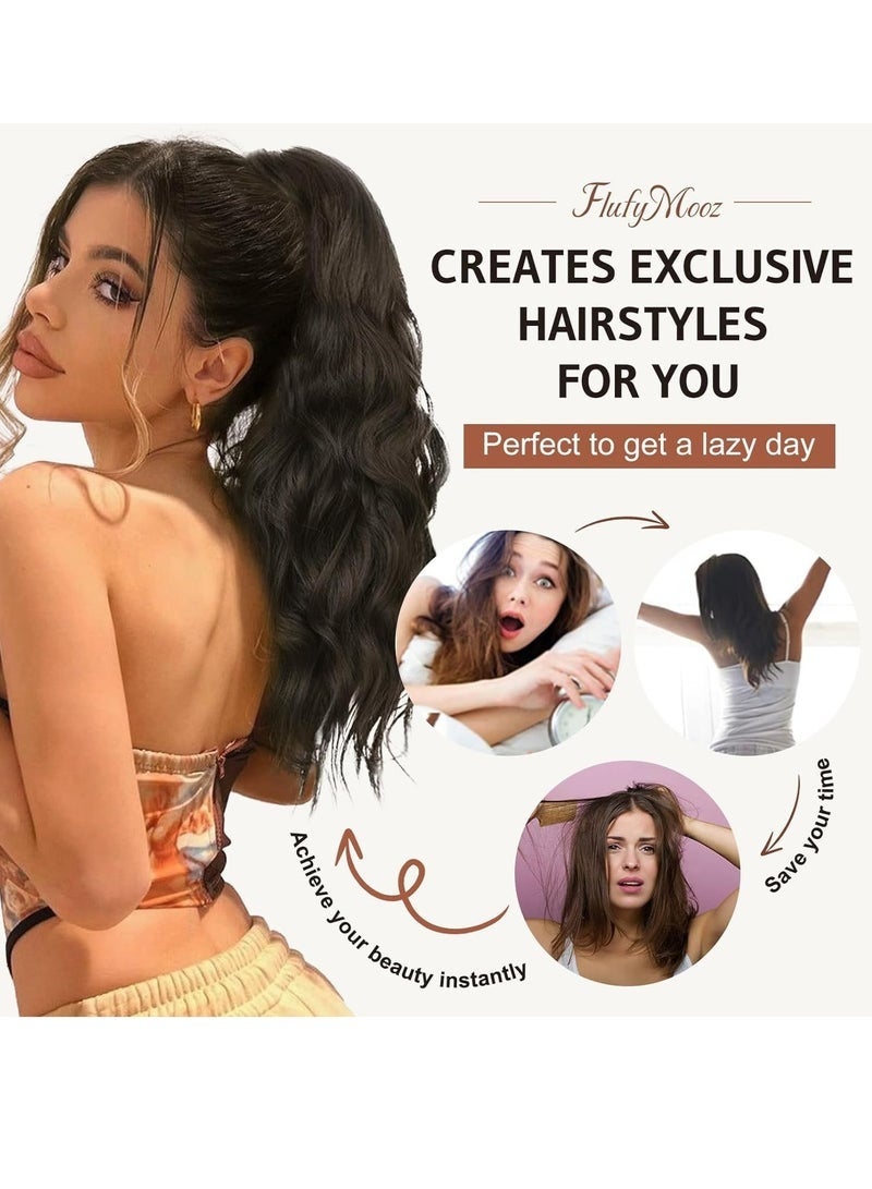 وصلات ذيل الحصان، مشبك مخلب مموج وصلات ذيل الحصان بطول الكتف، مشبك مخلب مموج مجعد وصلات شعر ذيل الحصان، ذيل حصان صناعي مزيف، قطع شعر - Image 4