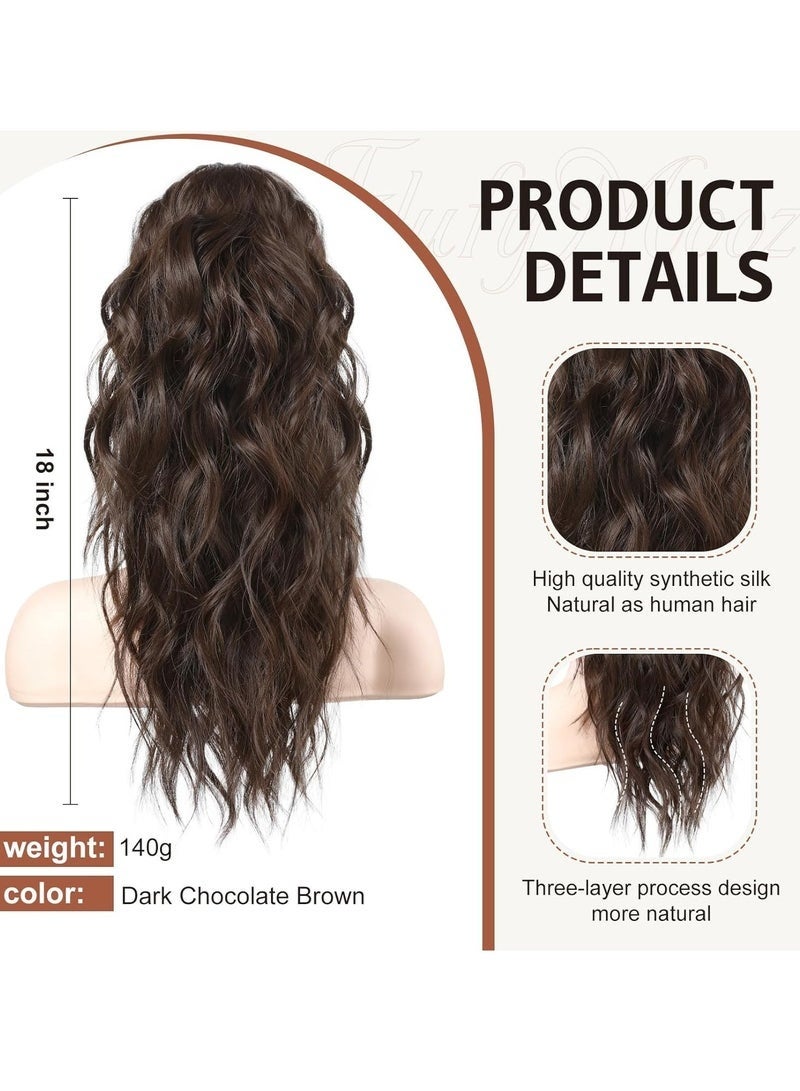 وصلات ذيل الحصان، مشبك مخلب مموج وصلات ذيل الحصان بطول الكتف، مشبك مخلب مموج مجعد وصلات شعر ذيل الحصان، ذيل حصان صناعي مزيف، قطع شعر - Image 2