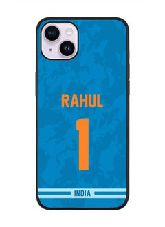 Rugged Black Edge Case iPhone 14, Slim fit Soft Case Flexible Rubber Edges Anti Drop TPU Gel Thin Cover - Player Name - KL Rahul, Jersey Number- 1