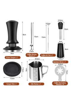 XiuWoo 22 PCS Coffee Tamper Set, Espresso Accessories Barista Kit, with 51mm Espresso Tamper, WDT Tool, Frothing Pitcher 350 ml, Latte Art Pen, Coffee Stirrer, Tamper Mat  - Image 4
