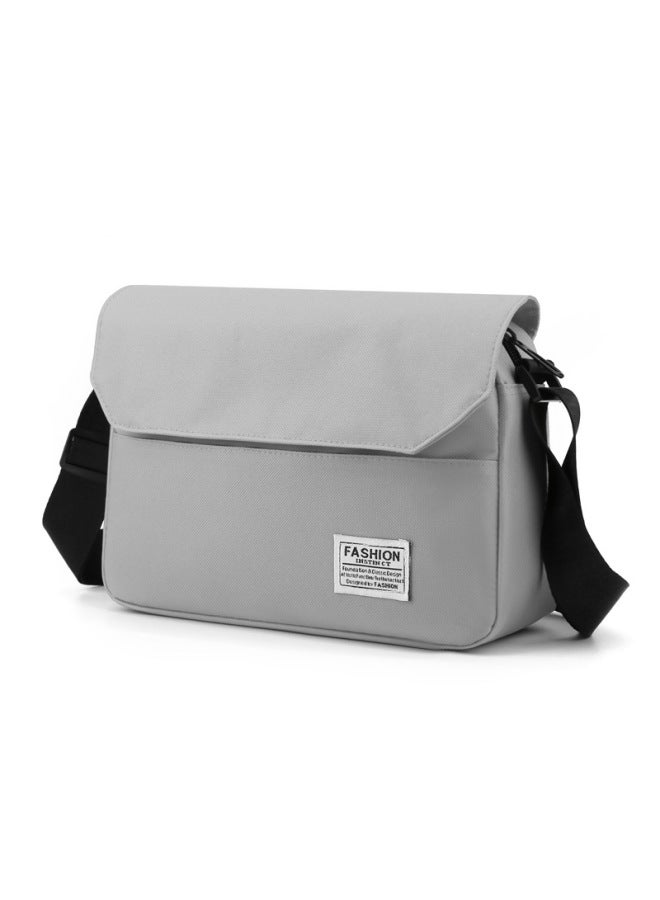 Men's Versatile Casual Single Shoulder Crossbody Bag Simple Korean Style Cover Style Women's Bag Men's Fashionable Sling-Color:Grey - Image 1