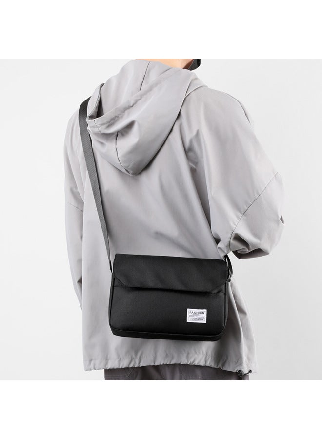 Men's Versatile Casual Single Shoulder Crossbody Bag Simple Korean Style Cover Style Women's Bag Men's Fashionable Sling-Color:Grey - Image 5