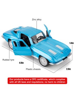 RMZ City RMZ City Diecast Alloy Toy Car, 1/36 Scale 1963 Chevrolet Corvette Model Car, Toy Car with Pullback Function, Decorative Model Toys for Collection, Car Gifts for Boys and Girls (Blue)  - Image 3