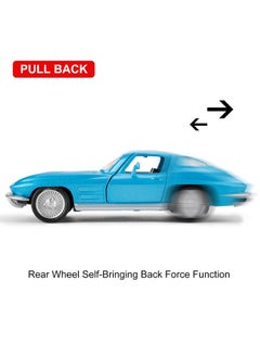 RMZ City RMZ City Diecast Alloy Toy Car, 1/36 Scale 1963 Chevrolet Corvette Model Car, Toy Car with Pullback Function, Decorative Model Toys for Collection, Car Gifts for Boys and Girls (Blue)  - Image 2