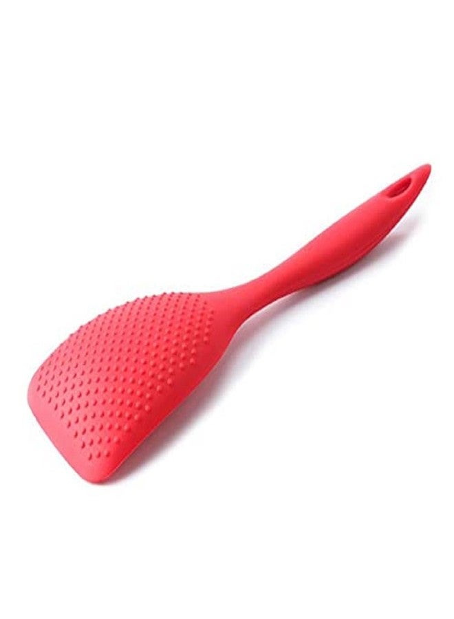 Baskety Long Handle Rice Spoon, Rice Serving Spoon, Non‑Slip Handle High Temperature Resistance (Pack of 1, Red) - Image 3