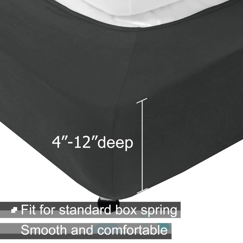 ALYVIA SPRING Box Spring Cover Queen/Cal Queen Size - Jersey Knit & Stretchy Wrap Around 4 Sides, Alternative for Bed Skirt, Gray - Image 2