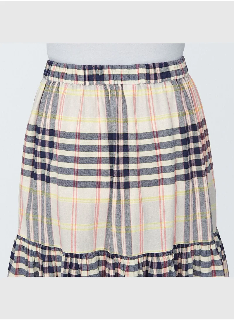 MUJI Madras Check Flare Skirt