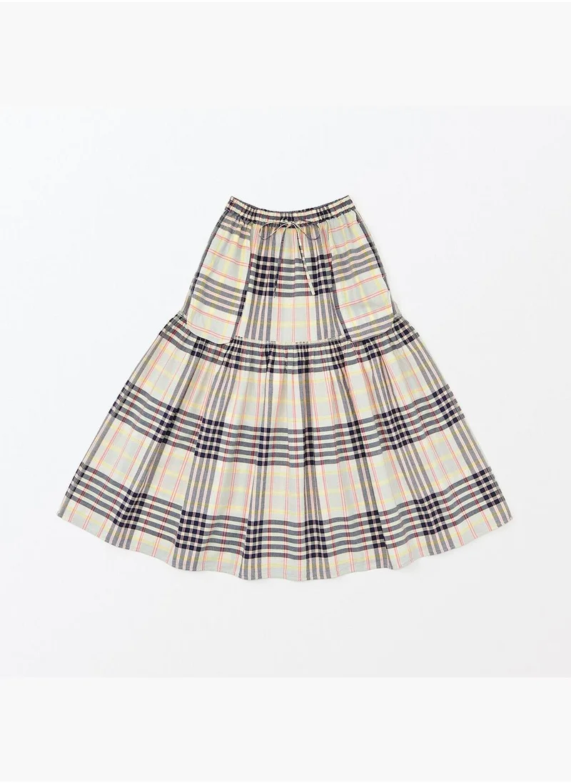 MUJI Madras Check Flare Skirt