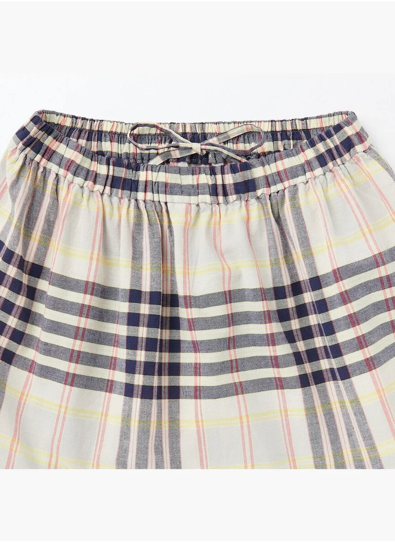 MUJI Madras Check Flare Skirt