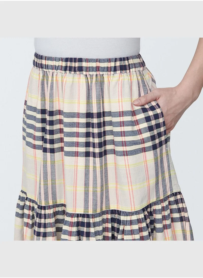 MUJI Madras Check Flare Skirt