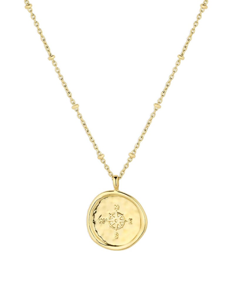 gorjana - Compass Coin Pendant Necklace 3/4 inch - 18k Gold Plated - Adjustable 17-19 inch Chain - Spring Ring Closure - Long-Lasting - Image 1