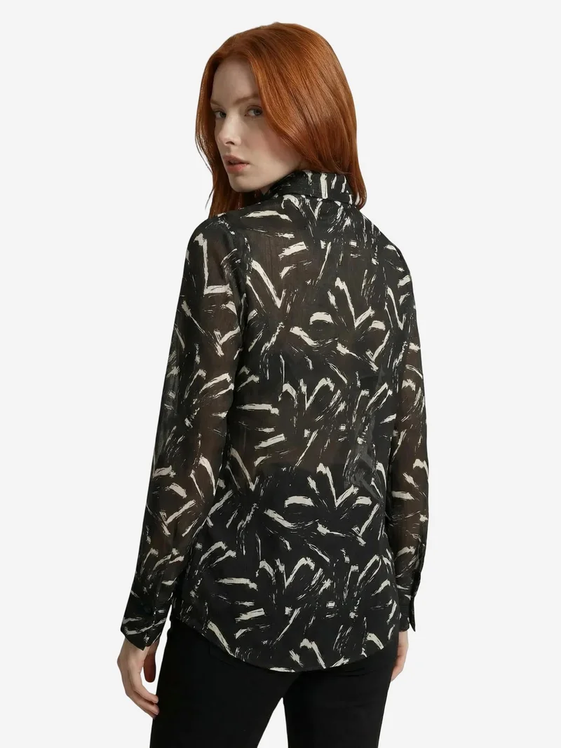 My Fashion Black MY FASHION Abstract Print Button-Up Shirt for Women | Best Price UAE