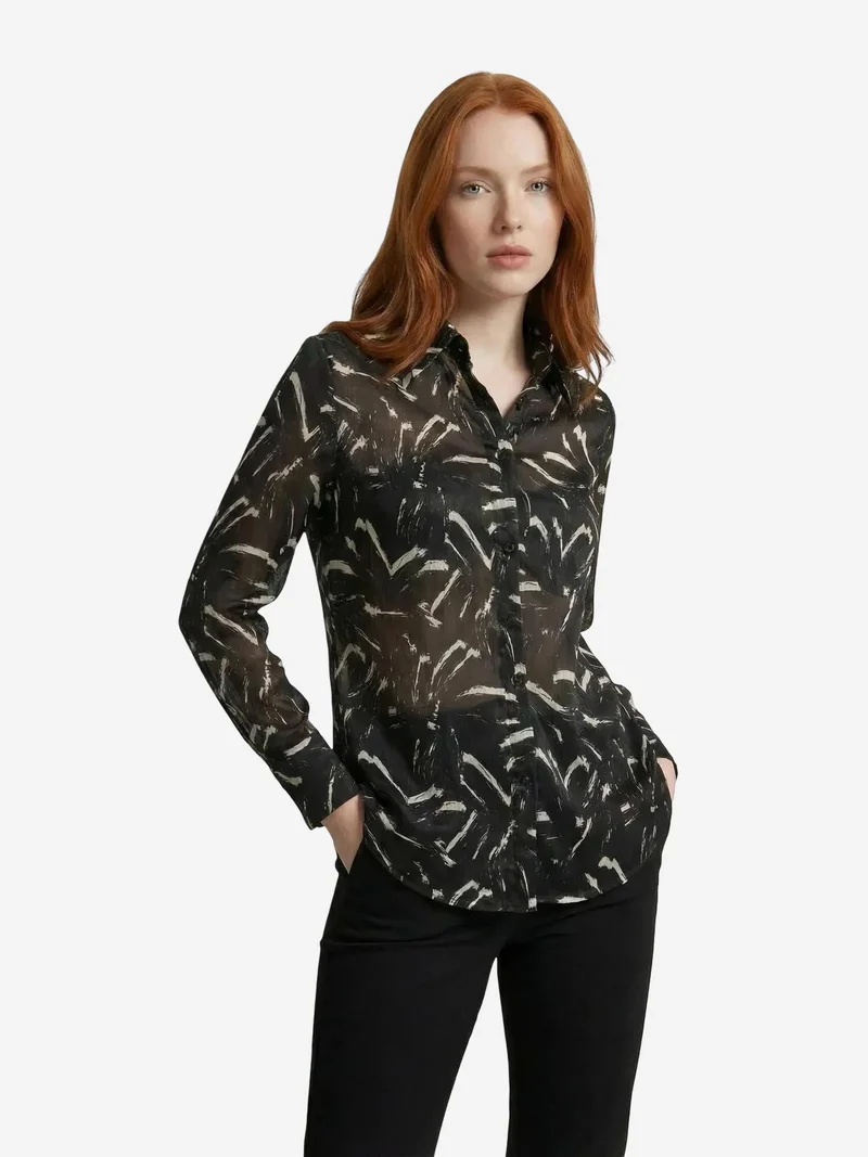 My Fashion Black MY FASHION Abstract Print Button-Up Shirt for Women | Best Price UAE