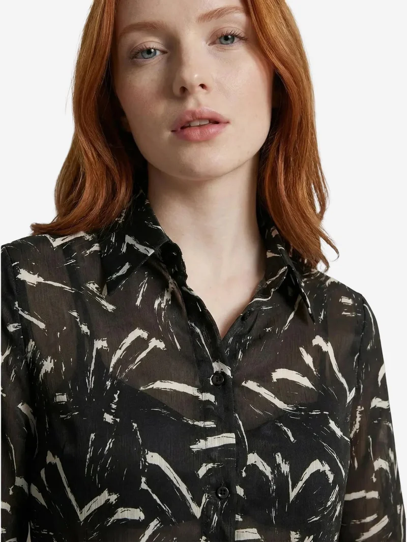 My Fashion Black MY FASHION Abstract Print Button-Up Shirt for Women | Best Price UAE