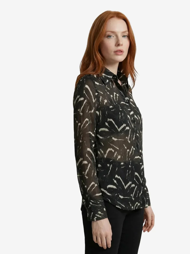 My Fashion Black MY FASHION Abstract Print Button-Up Shirt for Women | Best Price UAE