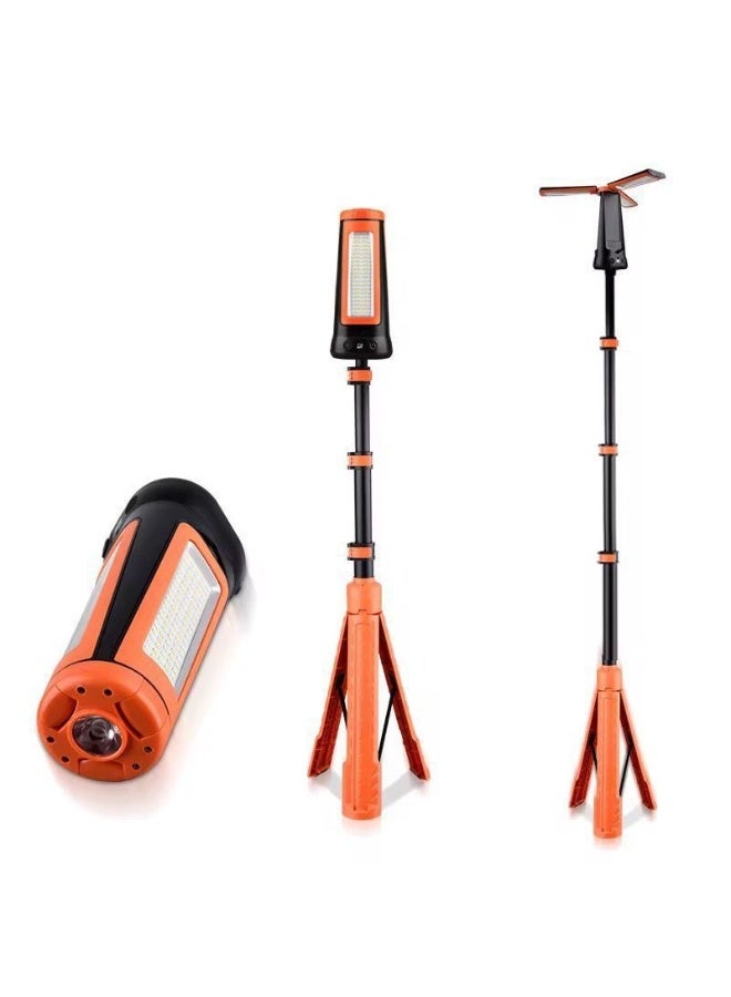 general 4-in-1 Rechargeable LED Work Light with Tripod Stand – Telescopic Outdoor Camping Lamp, Magnetic Base, & 10000mAh Power Bank – Adjustable Height (up to 78") – Orange & Black - Image 1