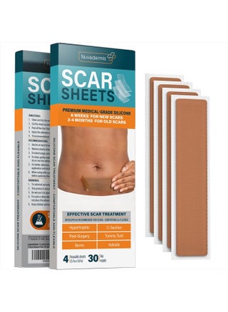 Silicone Scar Sheets - Extra Long Scar Sheets for C-Section, Tummy Tuck, Keloid, and Surgical Scars - Reusable Medical Grade Silicone Scar Sheets - Pack of 4 - Medium Tone - pzsku/ZAED882879CA7FBA34F5EZ/45/_/1716120398/d66330e1-4f77-4fe8-bc41-df93024b79ed