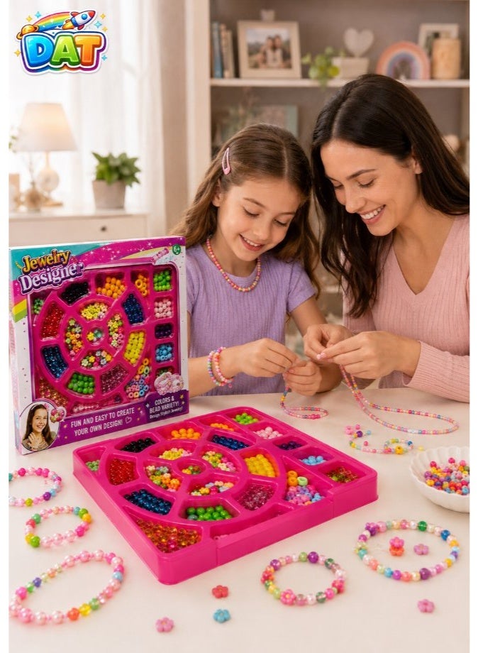 DAT Jewelry Designer DIY Bead Set with Rotating Wheel - Beading Kit 500+ Colorful Beads for Kids - Image 3