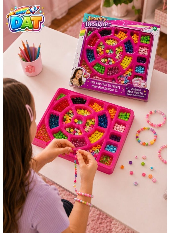 DAT Jewelry Designer DIY Bead Set with Rotating Wheel - Beading Kit 500+ Colorful Beads for Kids - Image 4