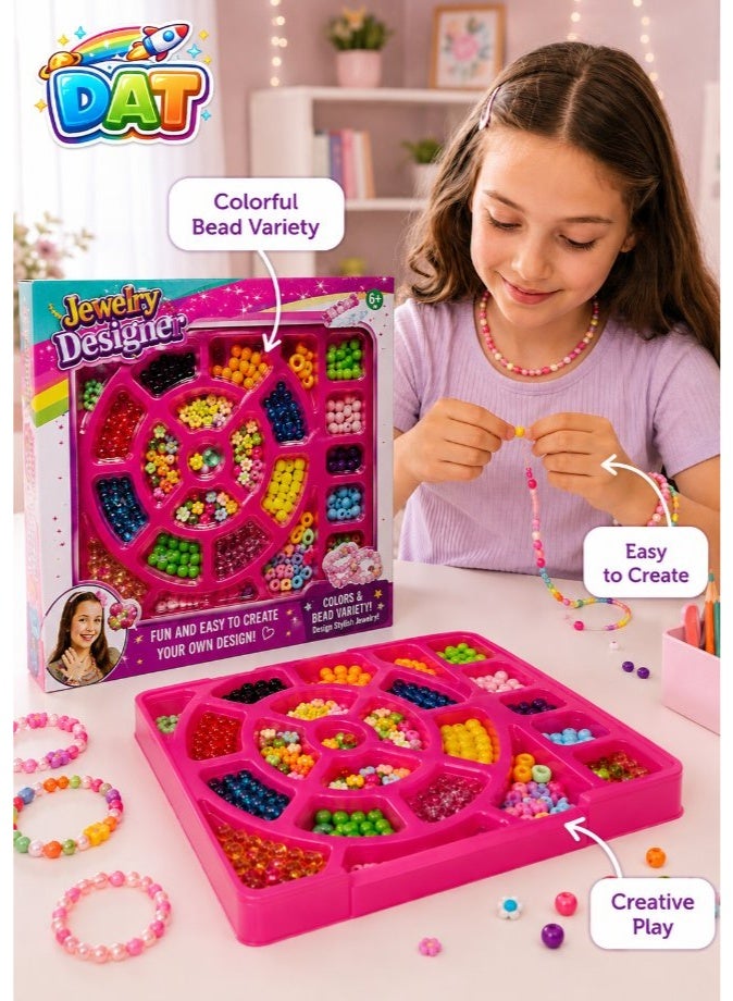 DAT Jewelry Designer DIY Bead Set with Rotating Wheel - Beading Kit 500+ Colorful Beads for Kids - Image 5
