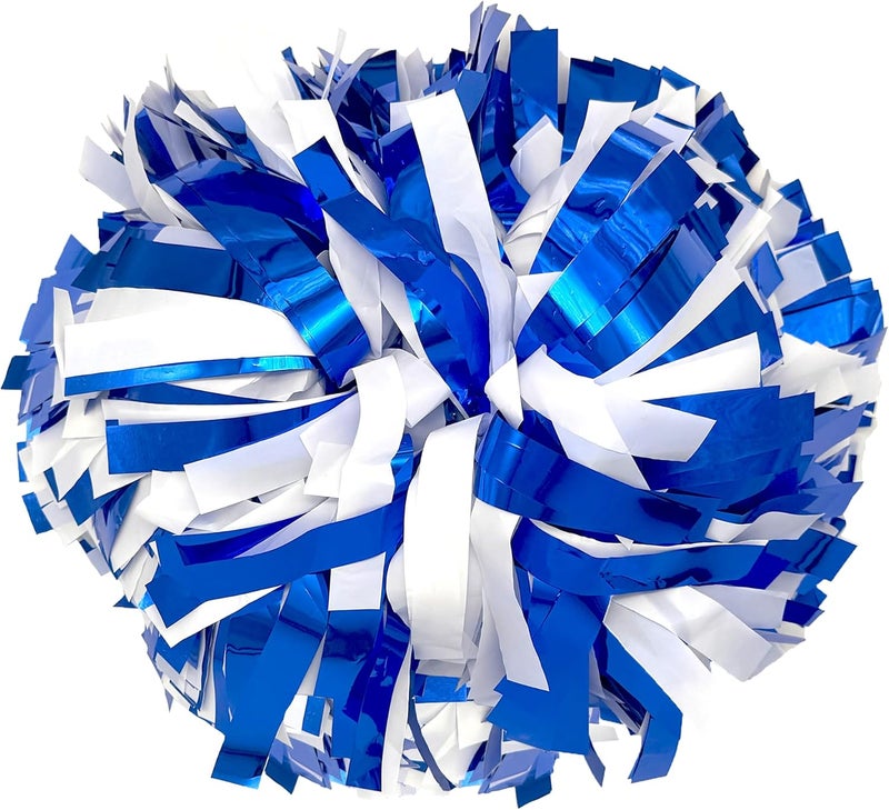 6 Inches Metallic Cheerleading Pom Pom with Baton Handle Pack of 2