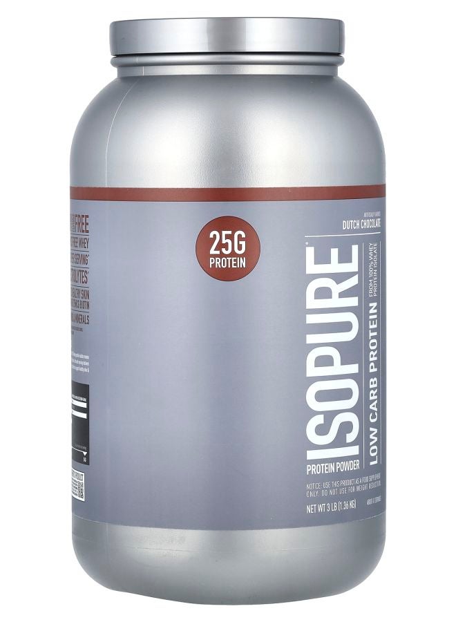 Isopure مسحوق بروتين منخفض الكربوهيدرات بنكهة الشوكولاتة الهولندية 3 رطل (1.36 كجم) - Image 2