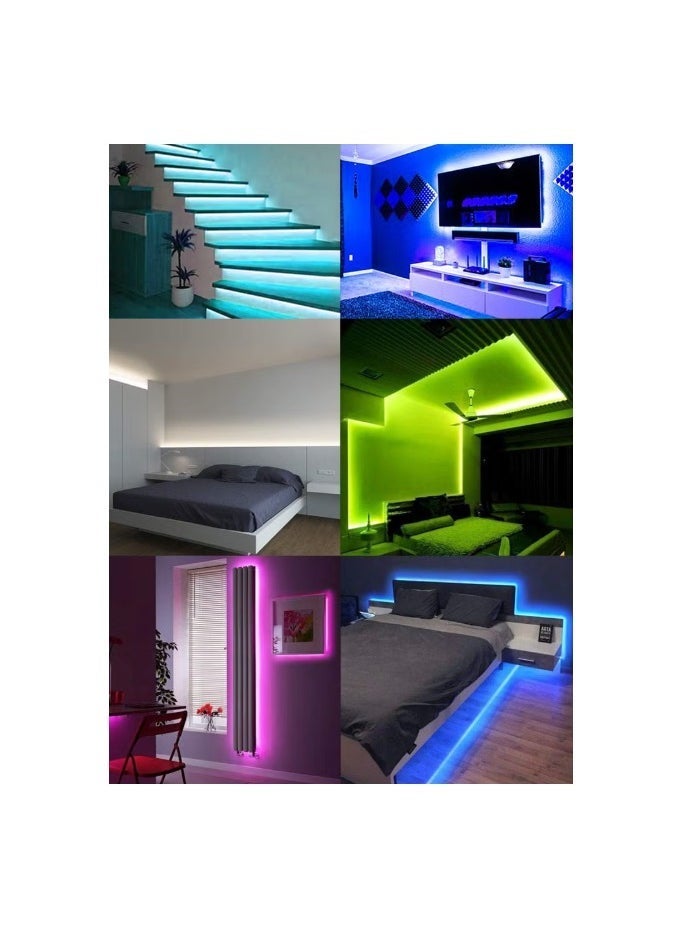 TIGER شريط إضاءة LED ذكي مرن بلوتوث RGB بطول 5 متر مع طاقة USB - شريط إضاءة LED متعدد الألوان يتميز بمزامنة الموسيقى، والتحكم عبر تطبيق الهاتف المحمول، وأنماط إضاءة قابلة للتخصيص - مثالي لتزيين المنزل، وغرف النوم، والمطابخ، وداخل السيارات، والحفلات، والأجواء الخارجية - Image 2