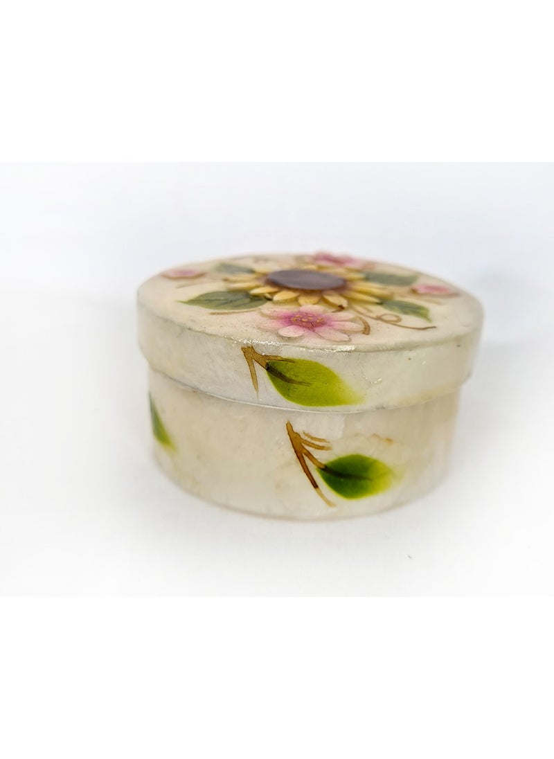 evinizdeki okyanus esintisi turkuaz hediyelik Ocean breeze turquoise gift for your home Small Mother of Pearl Round-Sunflower Box  - Image 1