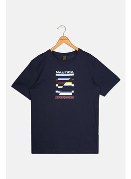 Kids Boys Brand Logo Short Sleeve T-Shirt, Navy