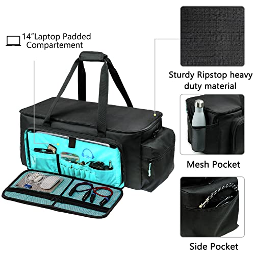 MYBAGZING Dj Cable Bag-24 Large Dj Cable File Bag-Dj Cabel Organizer Case-Travel Gig Bag-DJ Gear Bag for Dj Accessories-Dj Equipment Case with Padded Bottom and Divdiers - Image 3