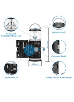General 2-In-1 LED camping light with kit, battery-operated LED light with 15-piece tool and 2 lighting modes, portable emergency light for camping storm outage in house car workbench  - Image 3