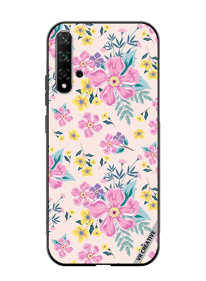 VR CREATIVE Protective Case Cover For Huawei Nova 5T Pink Flowers Seamless Pattern Design Multicolour - Image 1