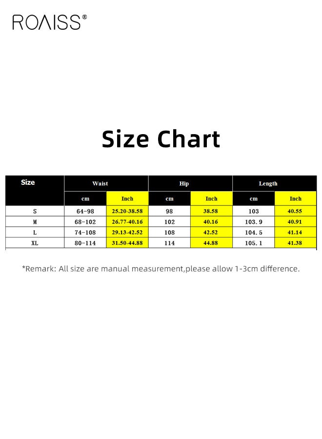 رويس بنطلون يوغا نسائي مضلع مغسول بالرمل، بنطلون واسع الساق من مودال فضفاض، بنطلون رياضي مرن مناسب لجميع المواسم، لون سادة، مناسب لركوب الدراجات في الهواء الطلق، لون كاكي غامق - Image 2