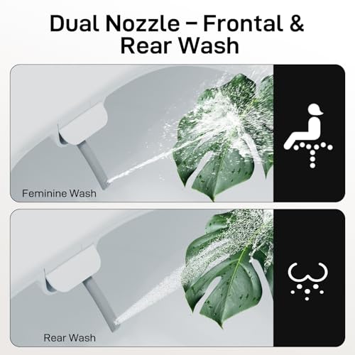 Clirass Bidet Toilet Seat – Non-Electric, Self-Cleaning Dual Nozzles for Frontal & Rear Wash, Adjustable Water Pressure, Slow-Close Lid, Fits Elongated Toilets – Hygienic & Eco-Friendly Upgrade (Contemporary) - Image 5
