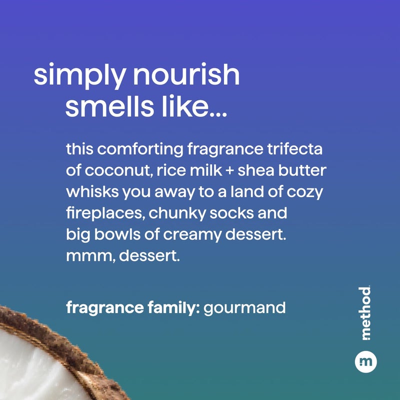 Method Moisturizing Shampoo, Simply Nourish with Shea Butter, Coconut, and Rice Milk Scent Notes, Paraben and Sulfate Free, 14 oz (Pack of 1) - Image 1