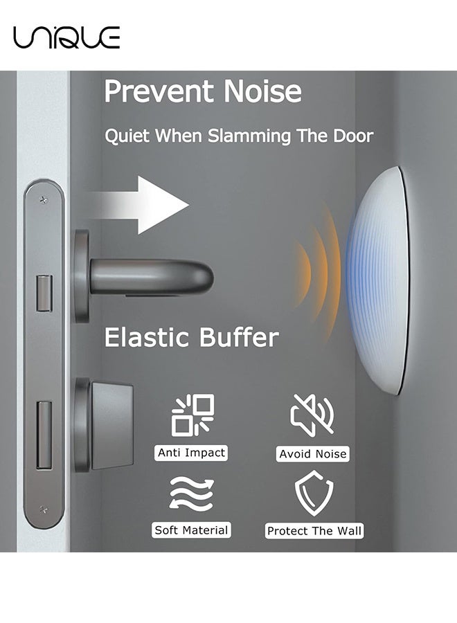 Unique 4 PCS Door Stoppers Wall Protector - Silicone Door Knob Guard Wall Shield - Door Handle Bumper Self Adhesive Silencer Soft Rubber Crash Pad for Home Office - Grey - Image 5
