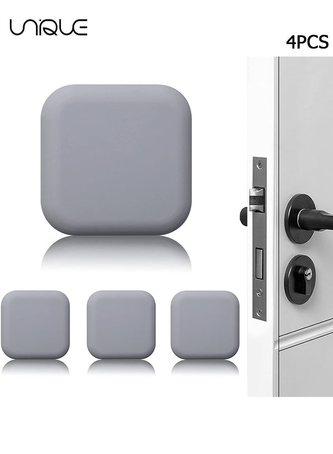 Unique 4 PCS Door Stoppers Wall Protector - Silicone Door Knob Guard Wall Shield - Door Handle Bumper Self Adhesive Silencer Soft Rubber Crash Pad for Home Office - Grey - Image 1