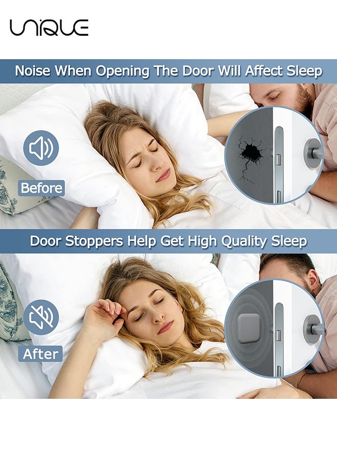 Unique 4 PCS Door Stoppers Wall Protector - Silicone Door Knob Guard Wall Shield - Door Handle Bumper Self Adhesive Silencer Soft Rubber Crash Pad for Home Office - Grey - Image 4