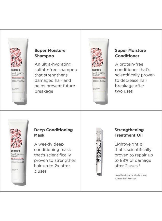 بريوجيو لا تيأس، إصلاح وتقوية + إصلاح مجموعة العناية بالشعر الصغيرة، إصلاح الشعر الجاف التالف أو المعالج بالألوان، مجموعة سفر نباتية خالية من الفالات والبارابين - Image 3