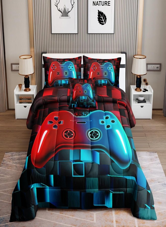 ROWADALO 6 Pieces Bed in A Bag Gamer Bedding Set for Boys Kids Adult Gaming Comforters Set,Boys Bed in A Bag Set Queen Size Comforter with Fitted Shee Flat Sheet Pillowcase pillowsham,DJT-FX553-Queen - Image 1