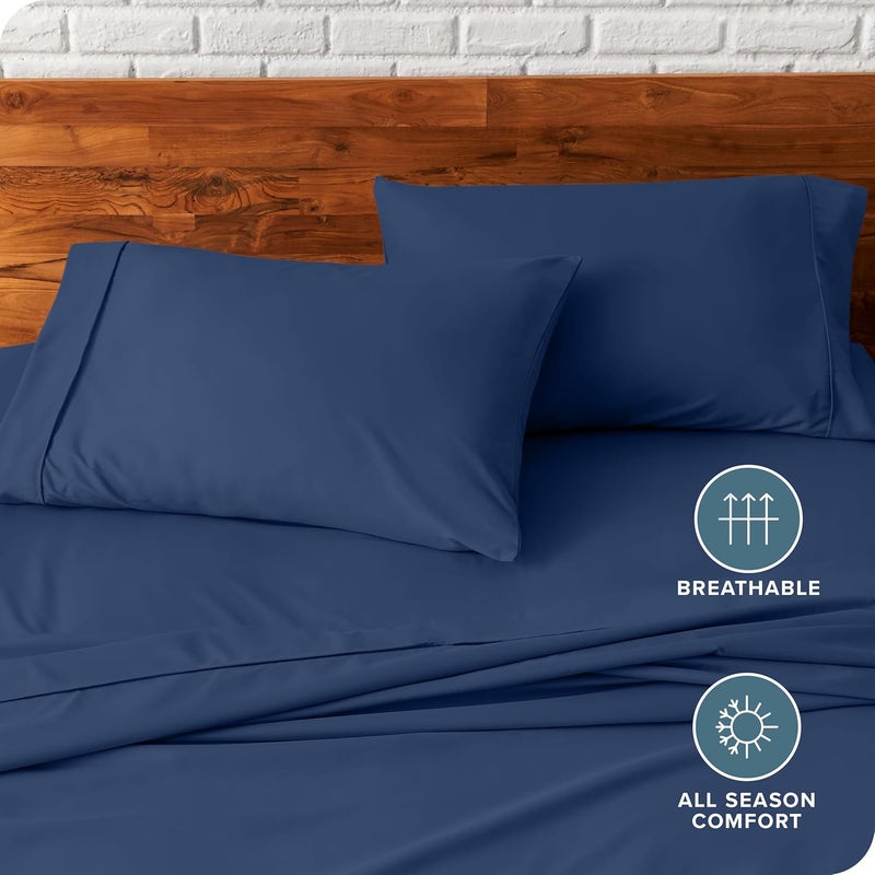 Bare Home Microfiber Pillow Cases - Standard/Queen Size Set of 2 - Cooling Pillowcases - Double Brushed - Dark Blue Pillowcases 2 Pack - Easy Care (Standard Pillowcase Set of 2, Dark Blue) - Image 5