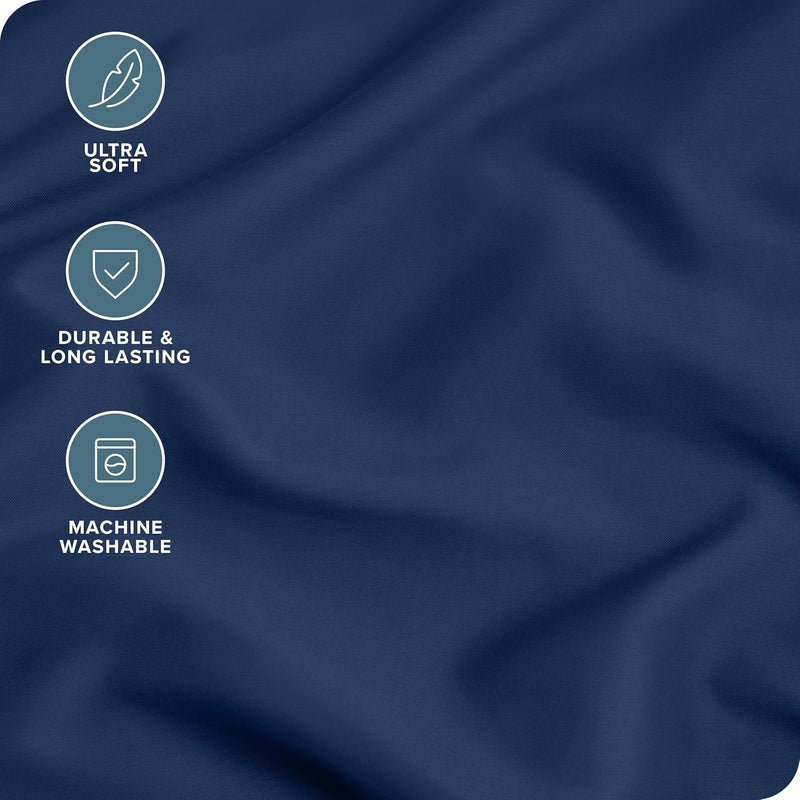Bare Home Microfiber Pillow Cases - Standard/Queen Size Set of 2 - Cooling Pillowcases - Double Brushed - Dark Blue Pillowcases 2 Pack - Easy Care (Standard Pillowcase Set of 2, Dark Blue) - Image 4