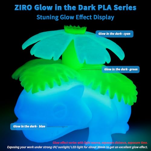 ZIRO Glow in The Dark Filament, PLA Filament 1.75mm, Luminous 3D Printer Material, Strong Glow Effect 1KG(2.2lbs) Spool, Dimensional Accuracy +/- 0.03mm, fit Most FDM 3D Printers, Blue - Image 2