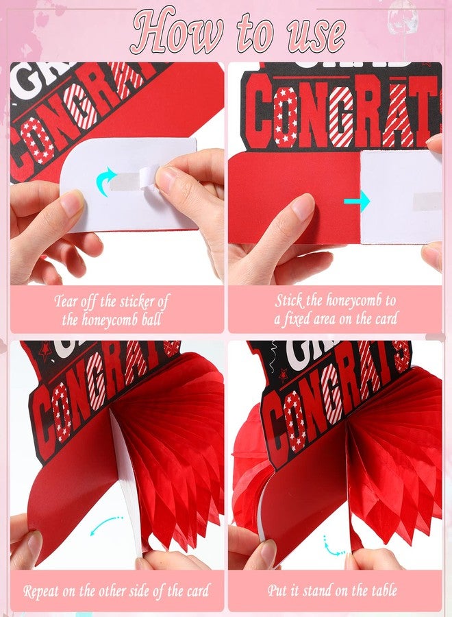 Yisong 10 Pcs Red Graduation Table Decorations 2026, Graduation Centerpieces for Tables, Class of 2026 Congrats Grad Honeycomb Centerpieces, Grad Table Toppers for Party Supplies - Image 3
